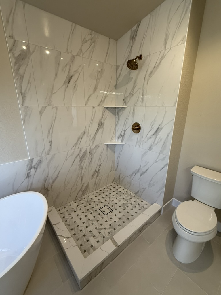 Marble Primary Bathroom Transformation after